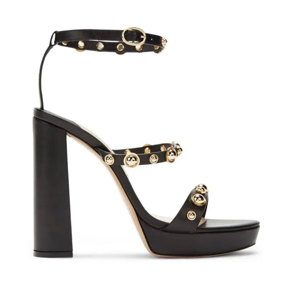 Sophia Webster Rosalind Studded Strappy Platform Sandal Block Heel Black Grunge